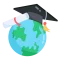 icon colored globe study education paper