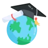 icon colored globe study education paper