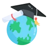 icon colored globe study education paper