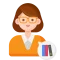 icon colored woman glasses books orange